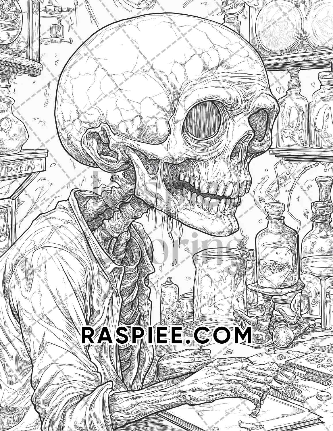 Scary Zombies Halloween Adult Coloring Pages Printable PDF Instant Download