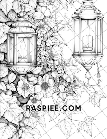 Fall Flowers Adult Coloring Pages Printable PDF Instant Download - RASPIEE