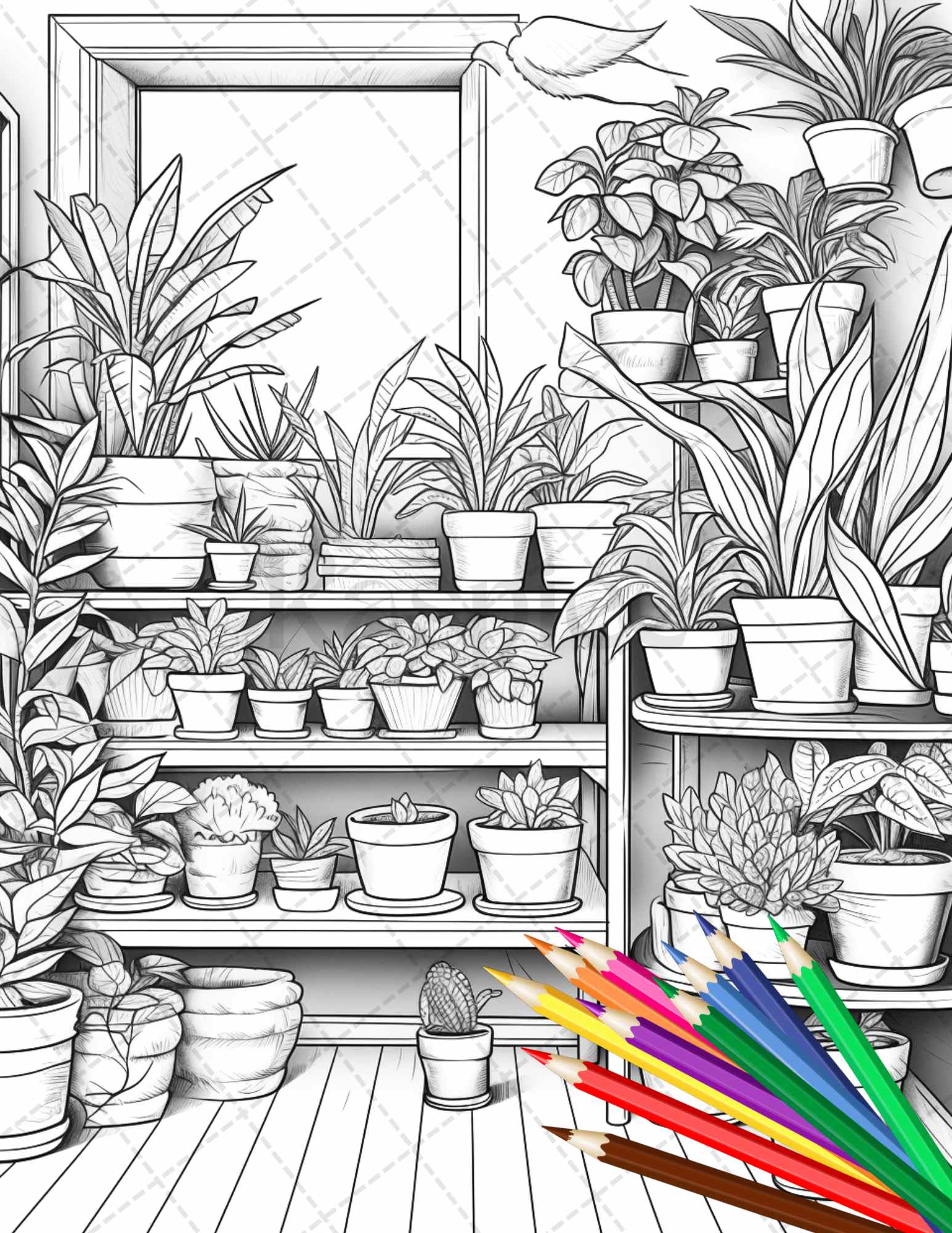 38 Indoor Houseplants Coloring Pages Printable for Adults, Grayscale Coloring Page, PDF File Instant Download - raspiee