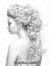 43 Beautiful Hairstyles Grayscale Coloring Pages Printable for Adults ...