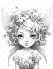 45 Adorable Chibi Fairy Grayscale Coloring Pages Printable for Adults ...