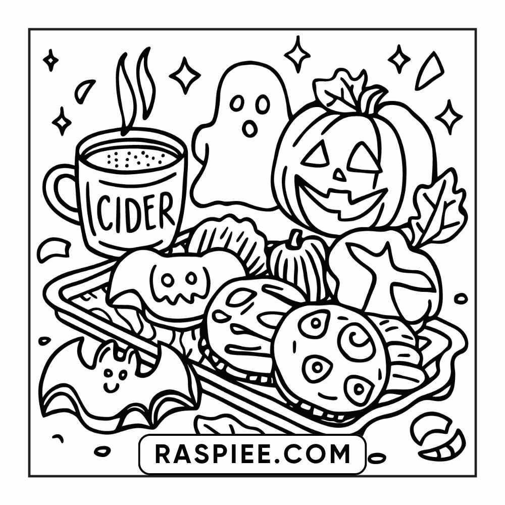 84 Cozy Halloween Bold & Easy Coloring Pages Printable PDF Instant Download - RASPIEE