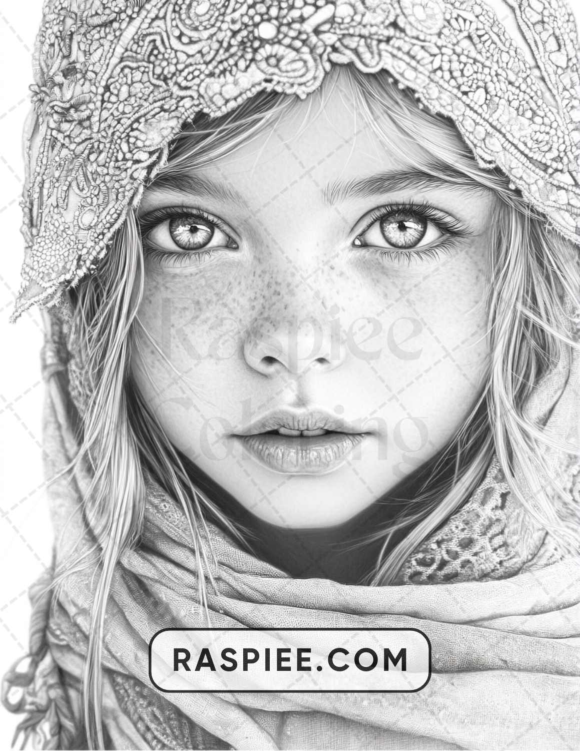 88 Bohemian Little Girls Portrait Adult Coloring Pages