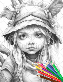 41 Adorable Gnome Girls Grayscale Coloring Pages Printable for Adults ...