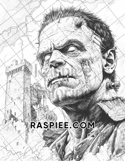 Legends of Horror Halloween Adult Coloring Pages Printable PDF Instant Download