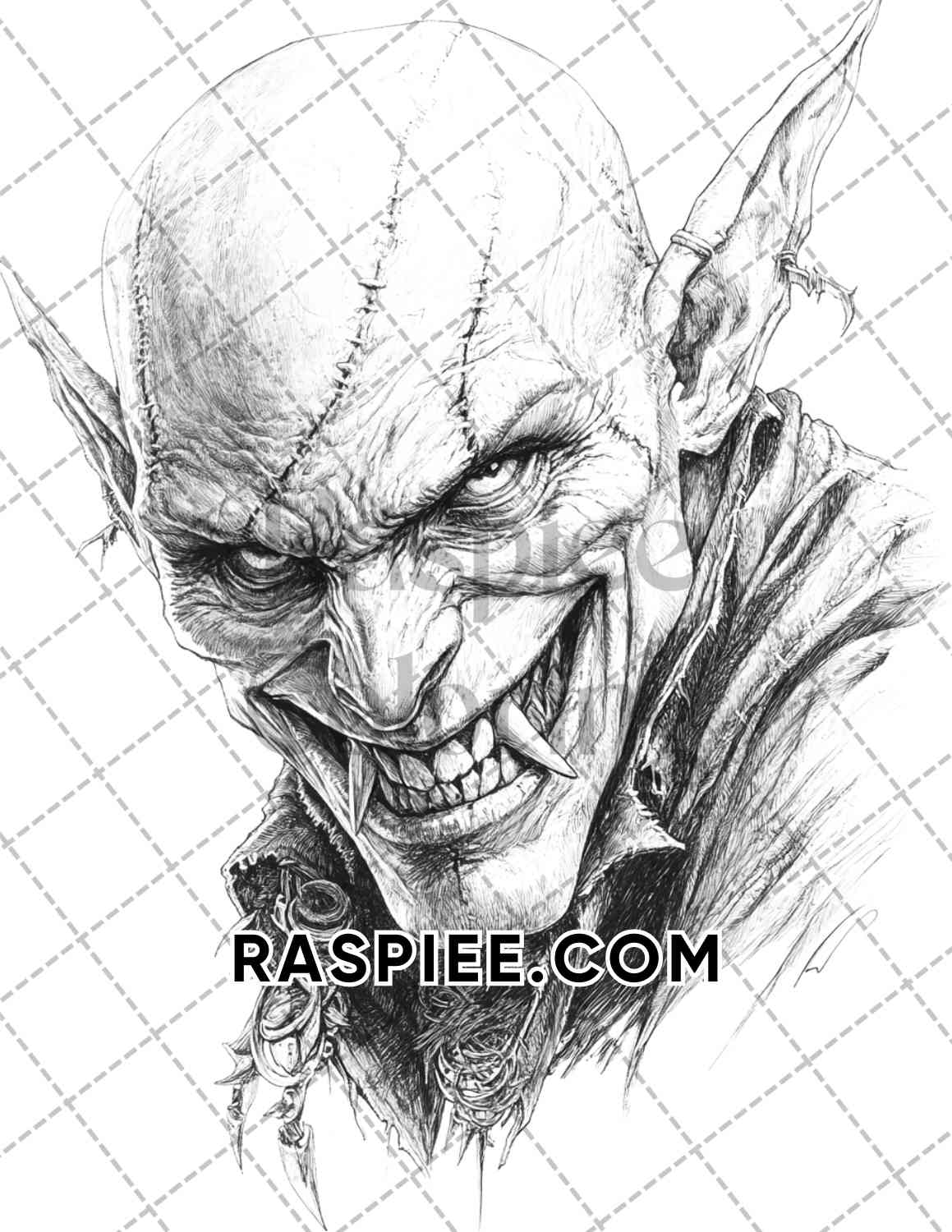 Horror Demons Halloween Adult Coloring Pages Printable PDF Instant Download