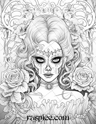 50 Spooky Miss Nightmare Grayscale Coloring Pages Printable for Adults ...