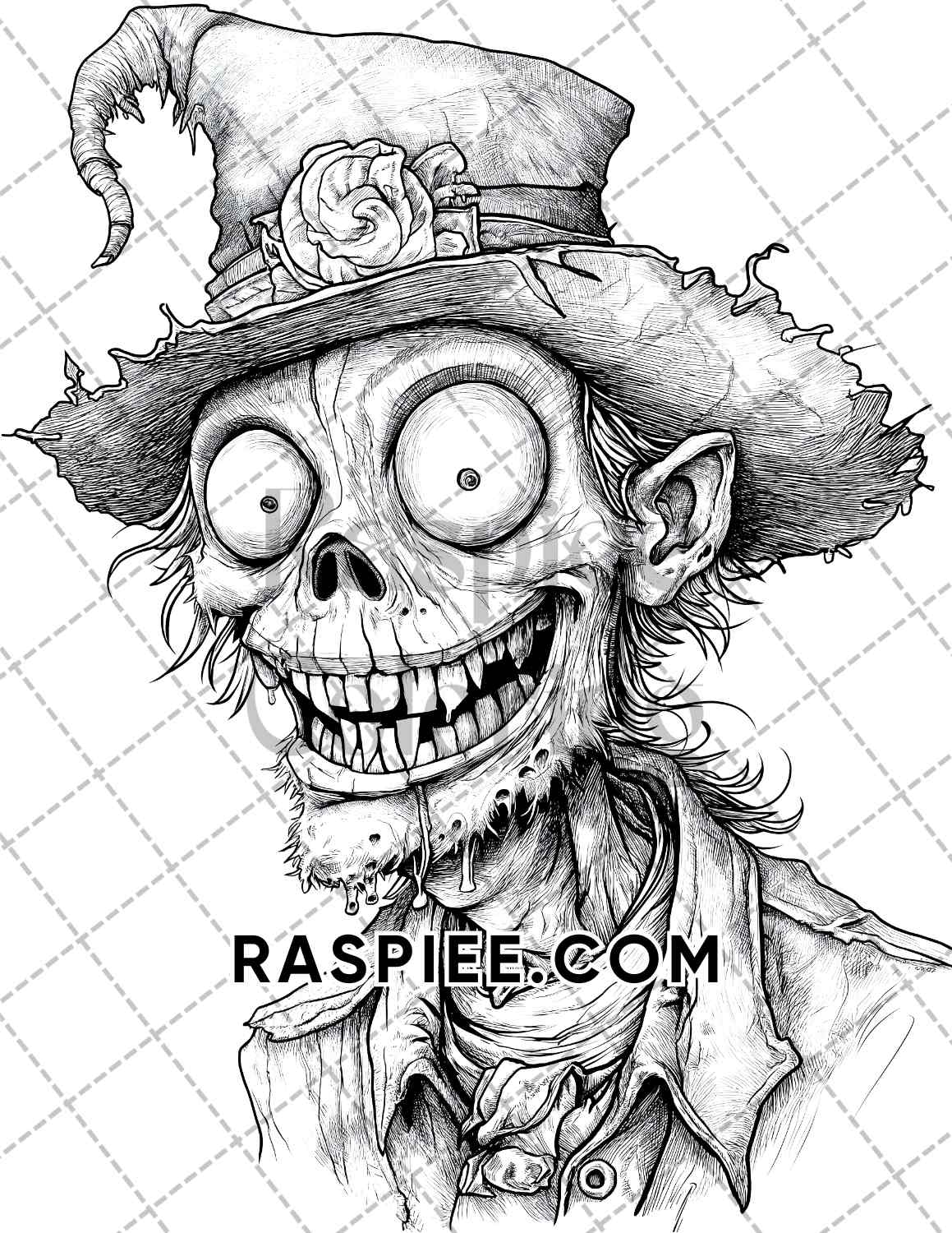 Scary Zombies Halloween Adult Coloring Pages Printable PDF Instant Download