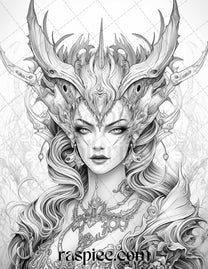 40 Dark Evil Fairy Grayscale Coloring Pages Printable for Adults, PDF ...
