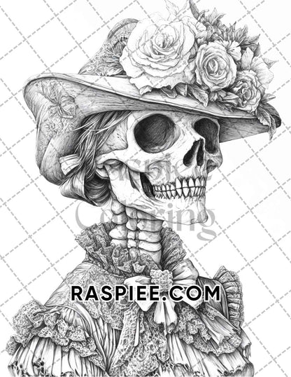 Victorian Zombies Halloween Adult Coloring Pages Printable PDF