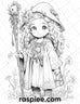 52 Cute Druid Girl Grayscale Coloring Pages for Adults, Printable PDF ...
