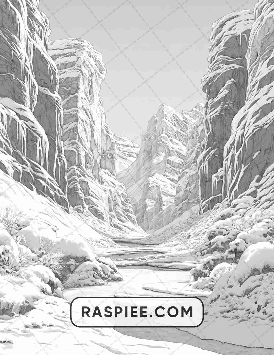 82 Winter Landscapes Adult Coloring Pages - RASPIEE