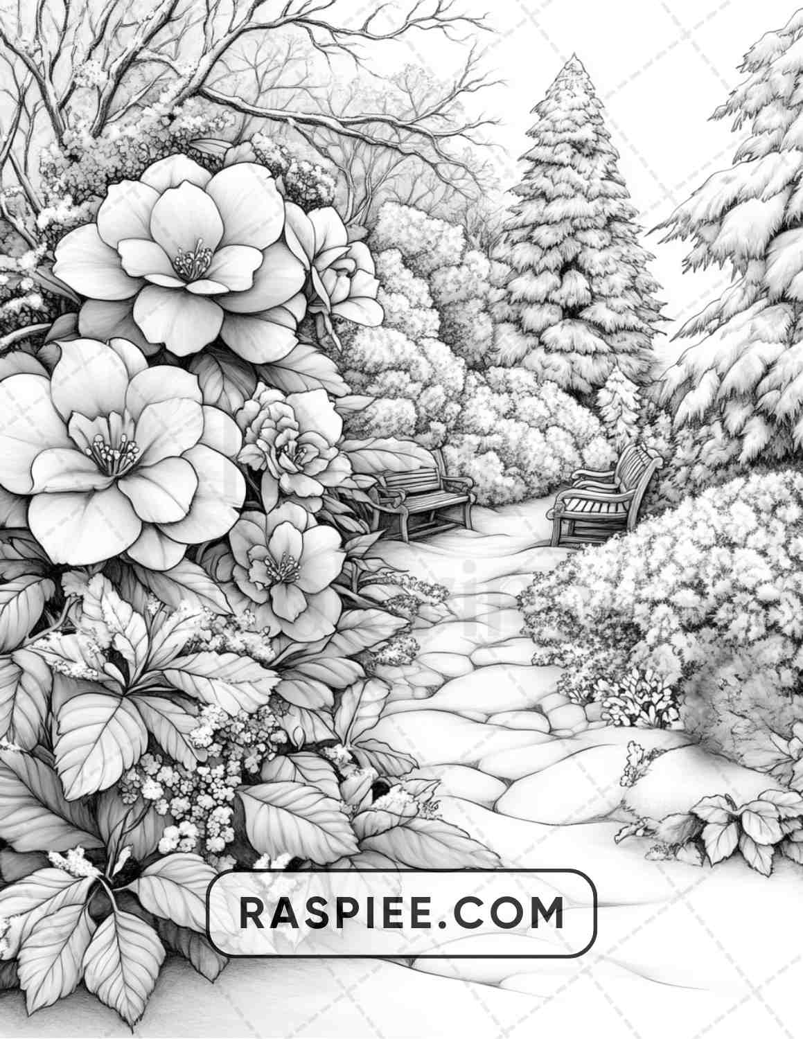 77 Winter Flowers Adult Coloring Pages