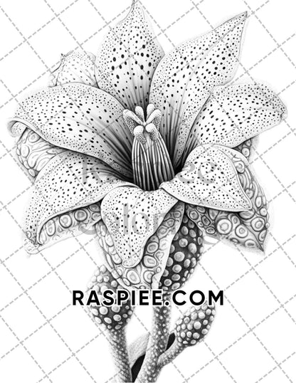 Succulent Blossoms Adult Coloring Pages Printable PDF Instant Download