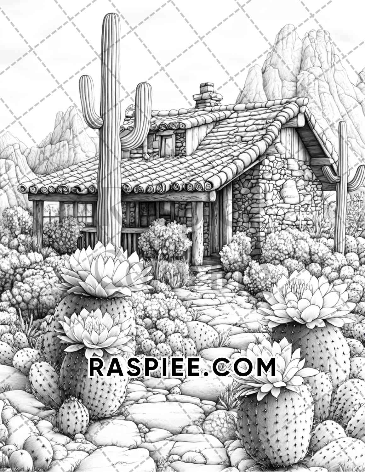 Fantasy Flower Houses Adult Coloring Pages Printable PDF Instant Download