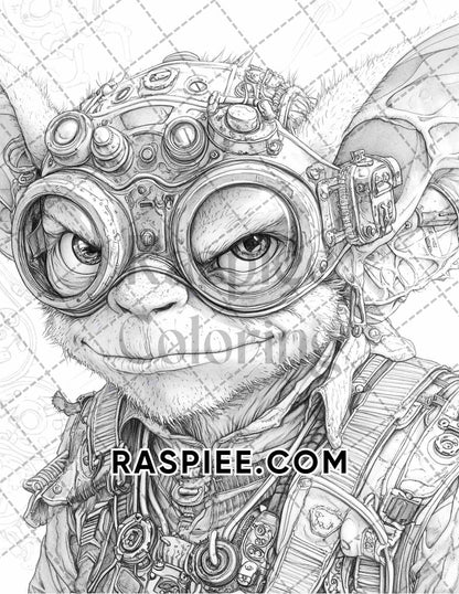 Steampunk Halloween Adult Coloring Pages Printable PDF Instant Download