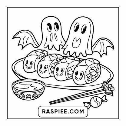 100 Bold Easy Spooky Food & Drinks Coloring Pages Printable PDF Instant Download - RASPIEE