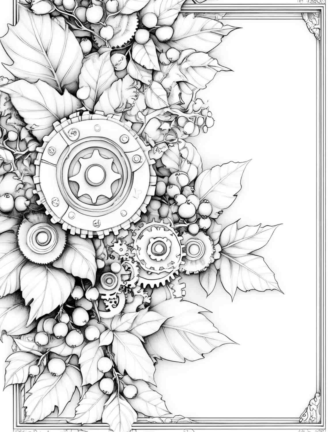 Steampunk Christmas Adult Coloring Pages Printable PDF Instant Download