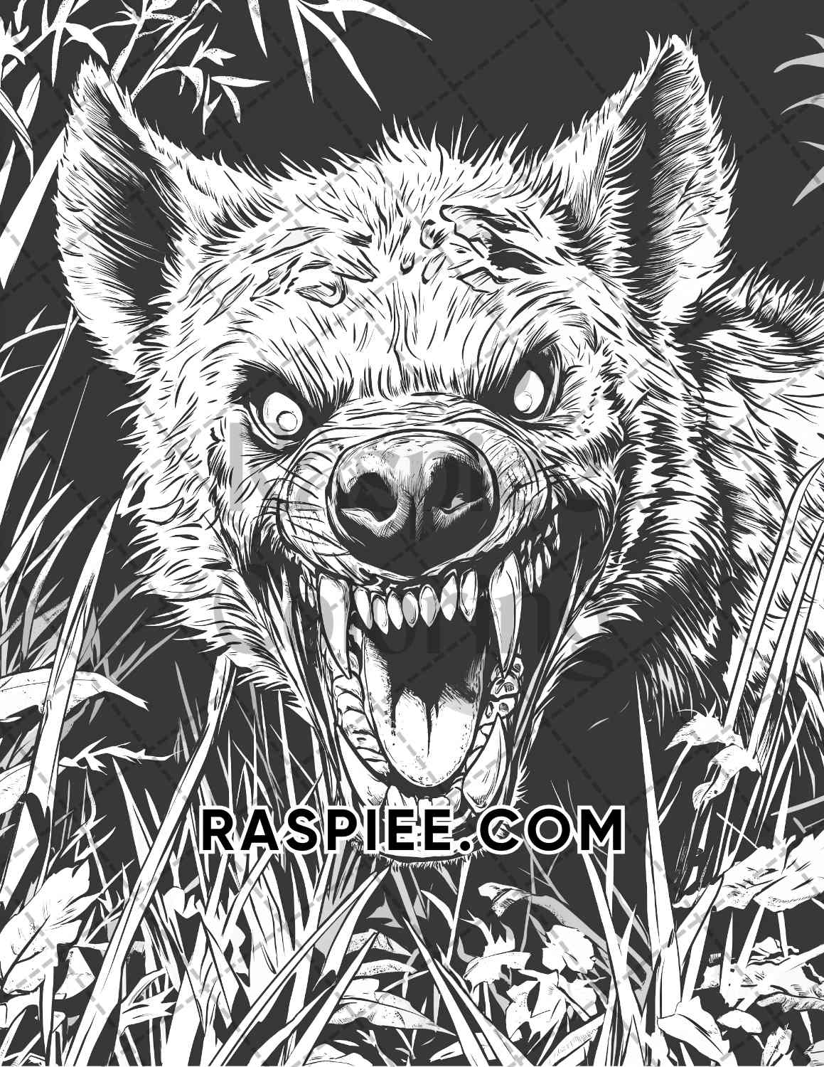 Horror Animals Halloween Adult Coloring Pages Printable PDF Instant Download