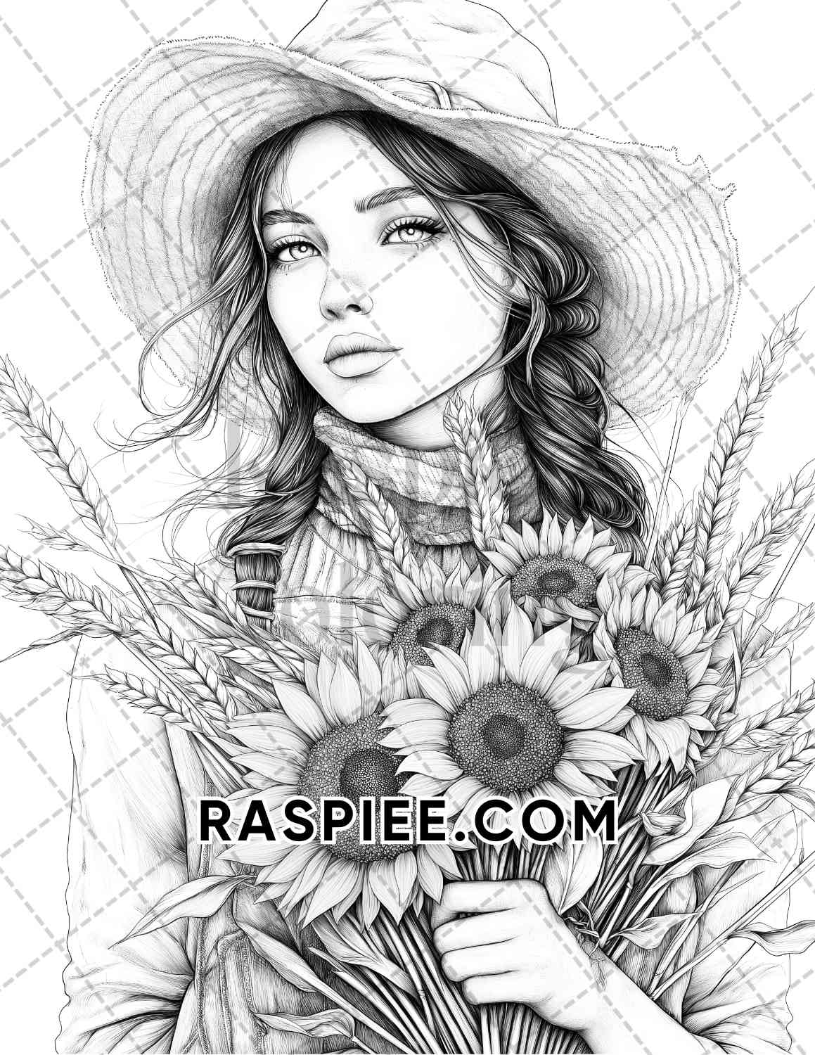 Autumn Beauties Portrait Adult Coloring Pages Printable PDF Instant Download