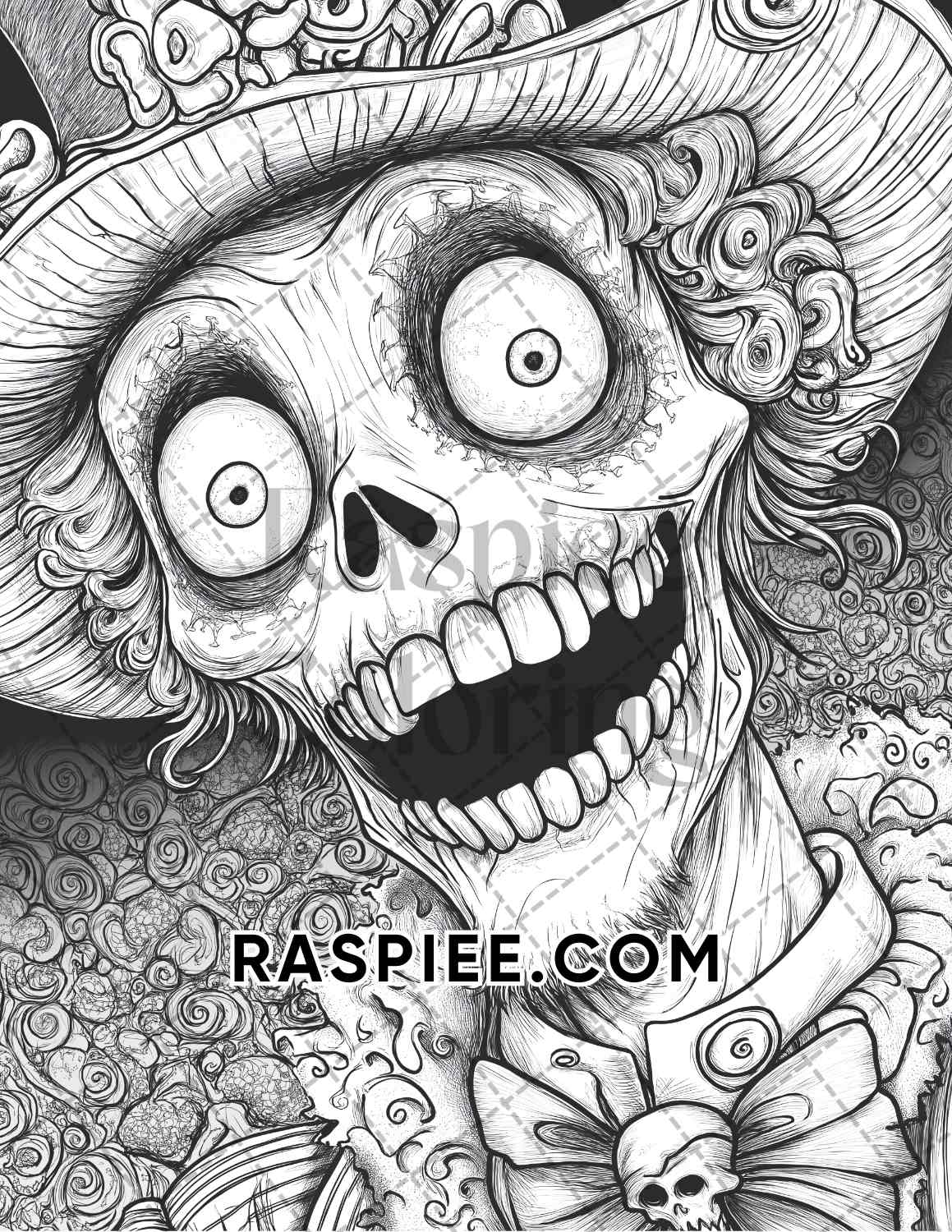 Scary Zombies Halloween Adult Coloring Pages Printable PDF Instant Download