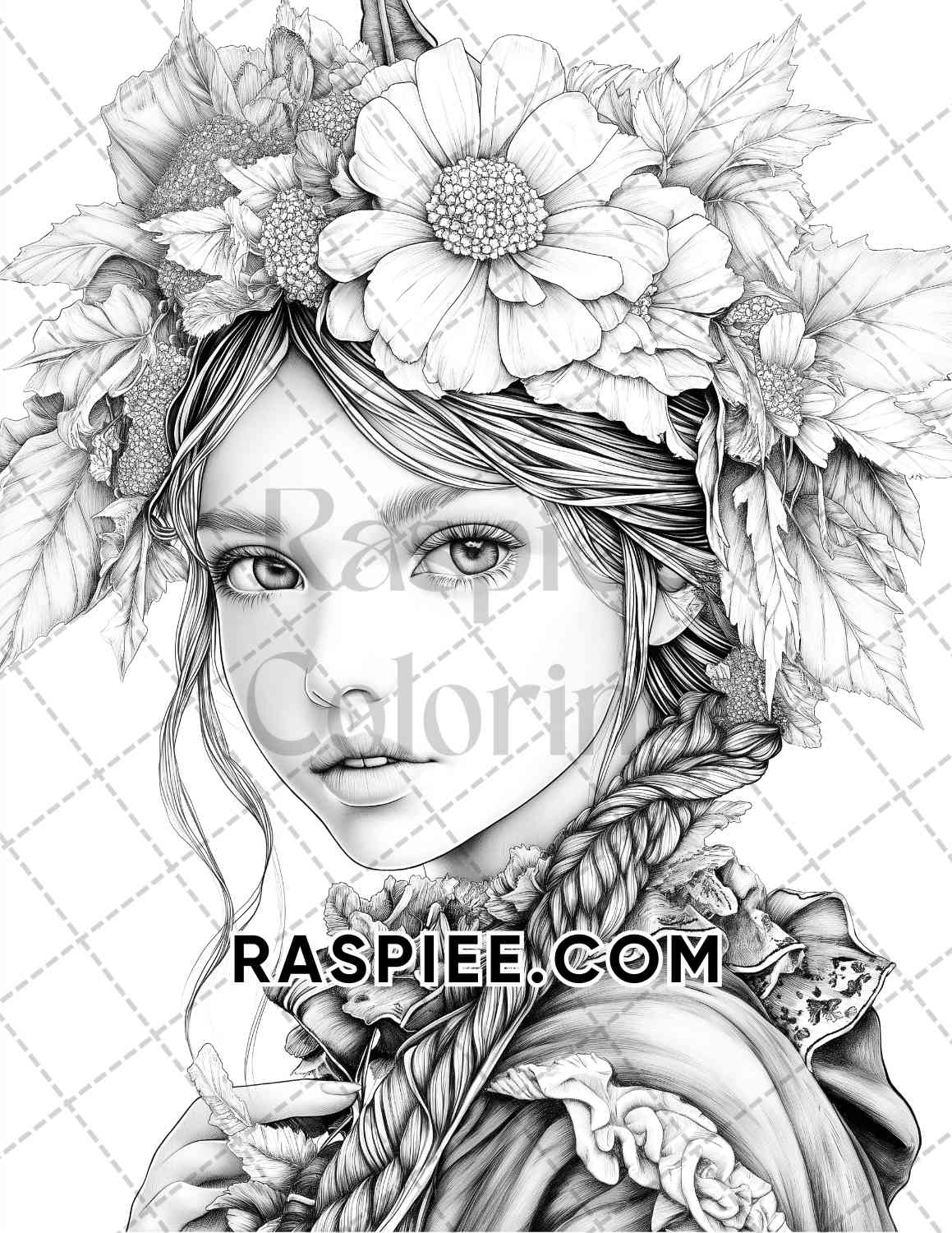 Fairy Beauties Portrait Adult Coloring Pages Printable PDF Instant Download