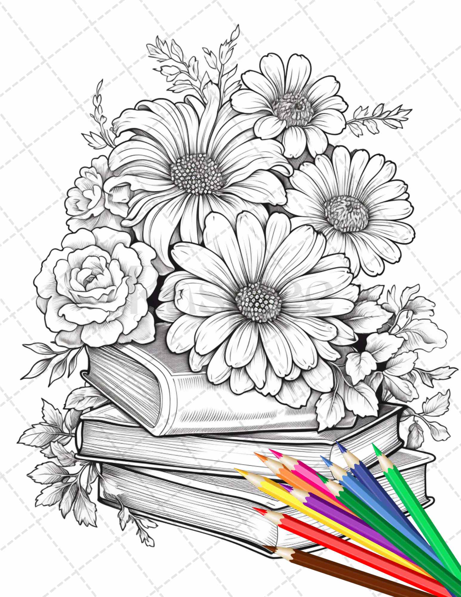 Adult Coloring Pages Premium Coloring Pages Kundanksart Flower Blossom  Grayscale Coloring Instant Download A4,A3 Printable 