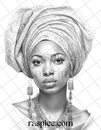 40 Beautiful African Women Grayscale Coloring Pages Printable for Adul ...