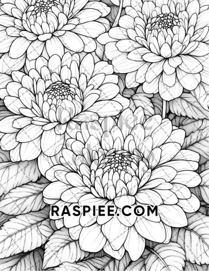 Seasonal Flowers Adult Coloring Pages Printable PDF Instant Download