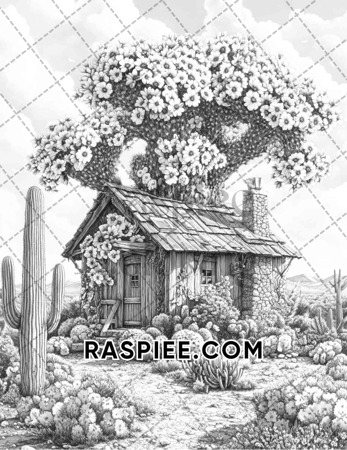 Fantasy Flower Houses Adult Coloring Pages Printable PDF Instant Download