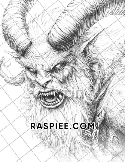 Horror Demons Halloween Adult Coloring Pages Printable PDF Instant Download