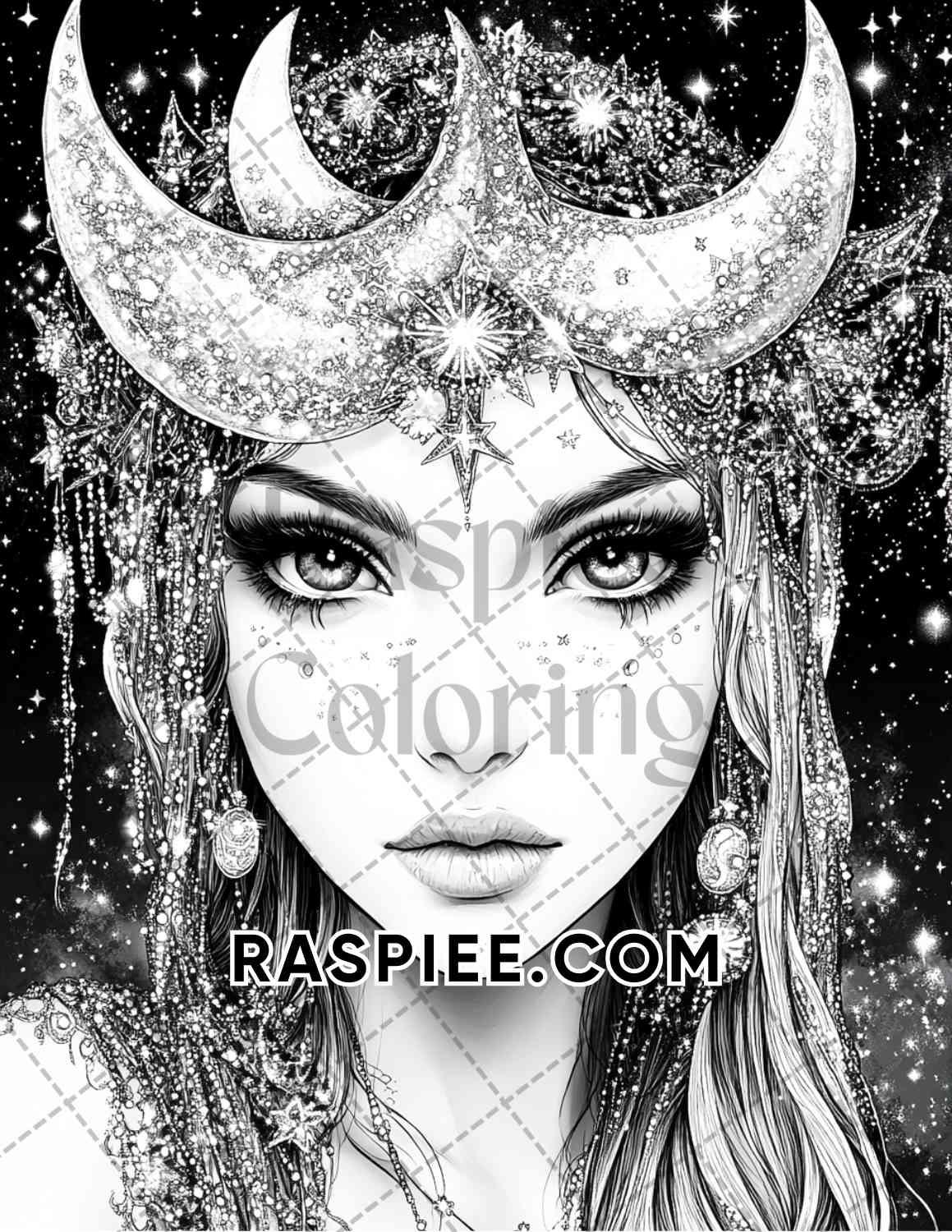 Enchanted Witches Adult Coloring Pages Printable PDF Instant Download - RASPIEE