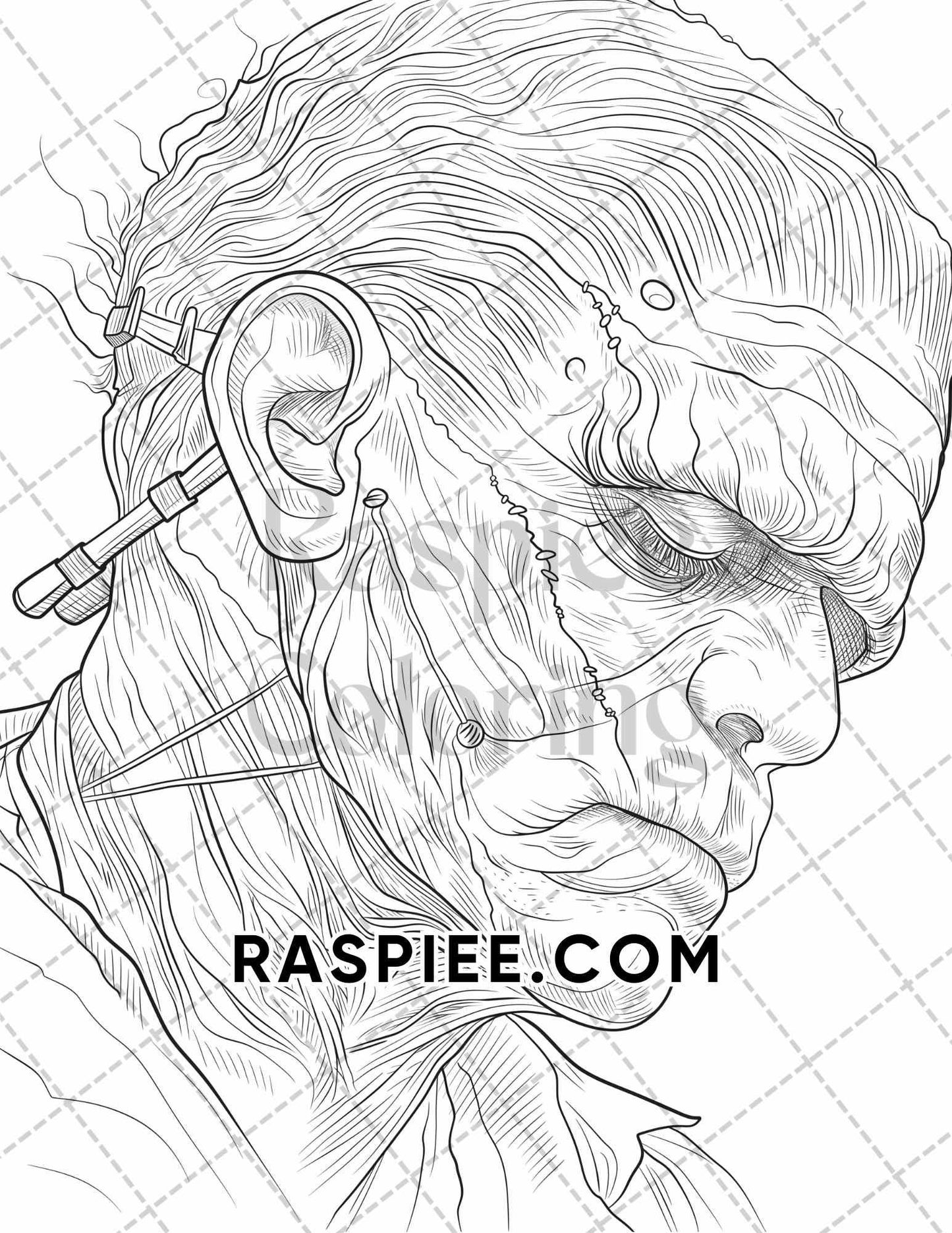 50 Spooky Monsters Halloween Adult Coloring Pages Printable PDF Instant Download - RASPIEE