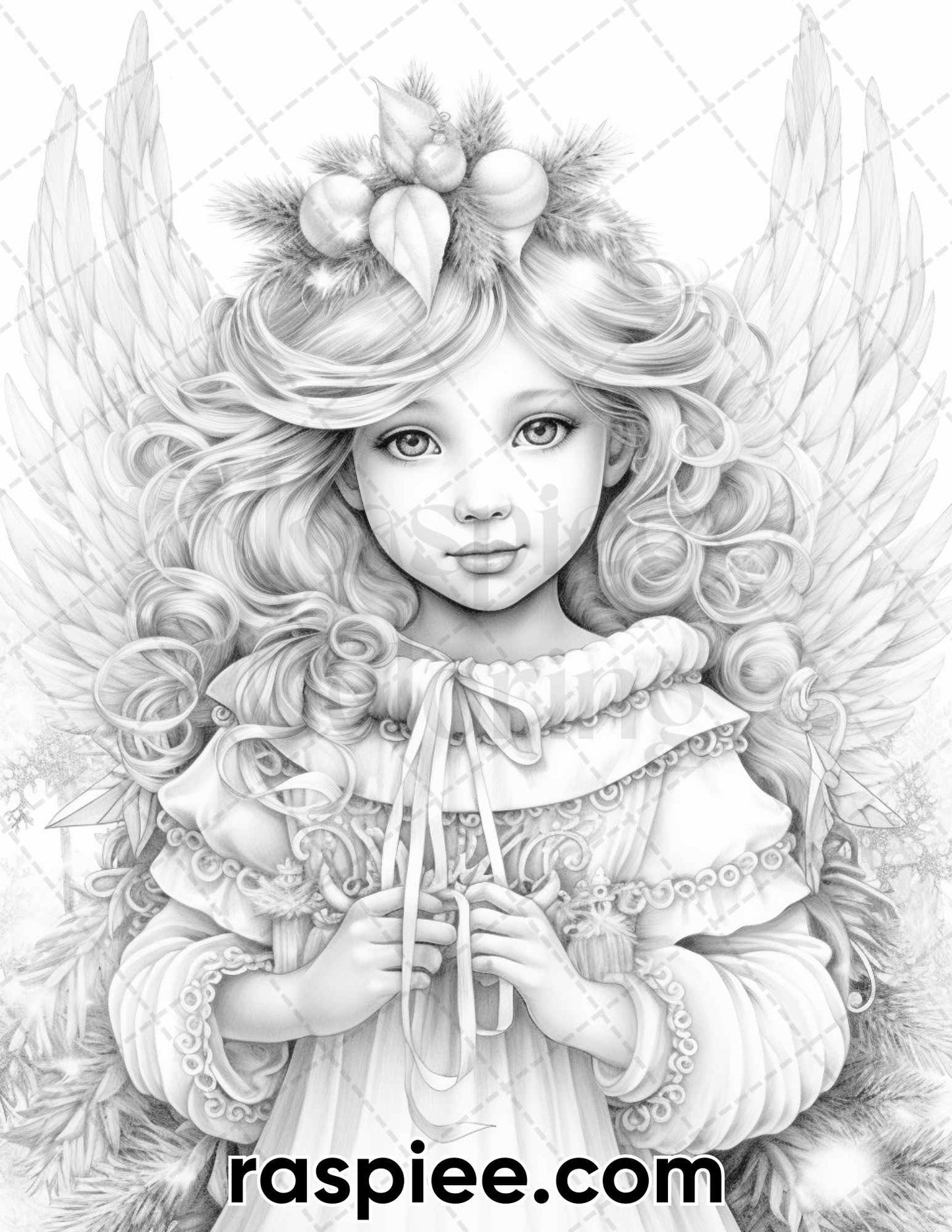 Christmas Angel Coloring Page, Adult Coloring Activity, Mindful Coloring Activity, Christmas Coloring Book Printable, Grayscale Coloring Pages, Xmas Coloring Pages, Christmas Coloring Sheets, Portrait Coloring Pages, Holiday Coloring Pages, Winter Coloring Pages for Adults, Christmast Coloring Pages for Adults