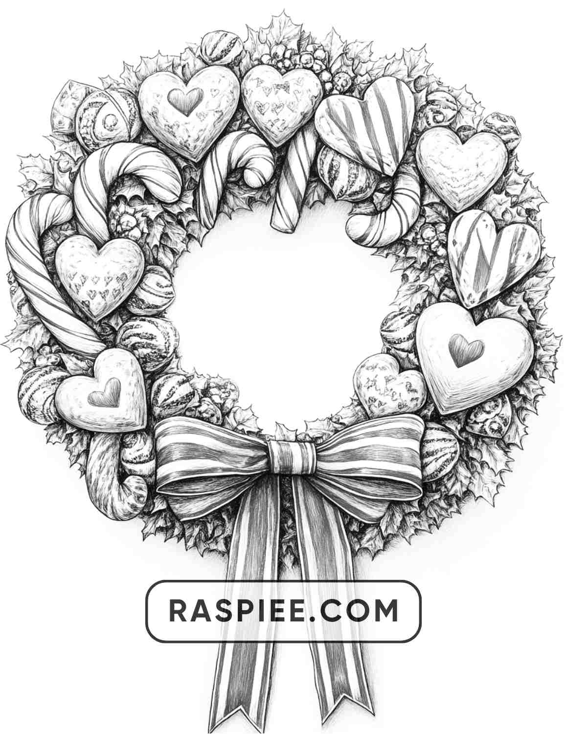 72 Christmas Wreaths Adult Coloring Pages - RASPIEE