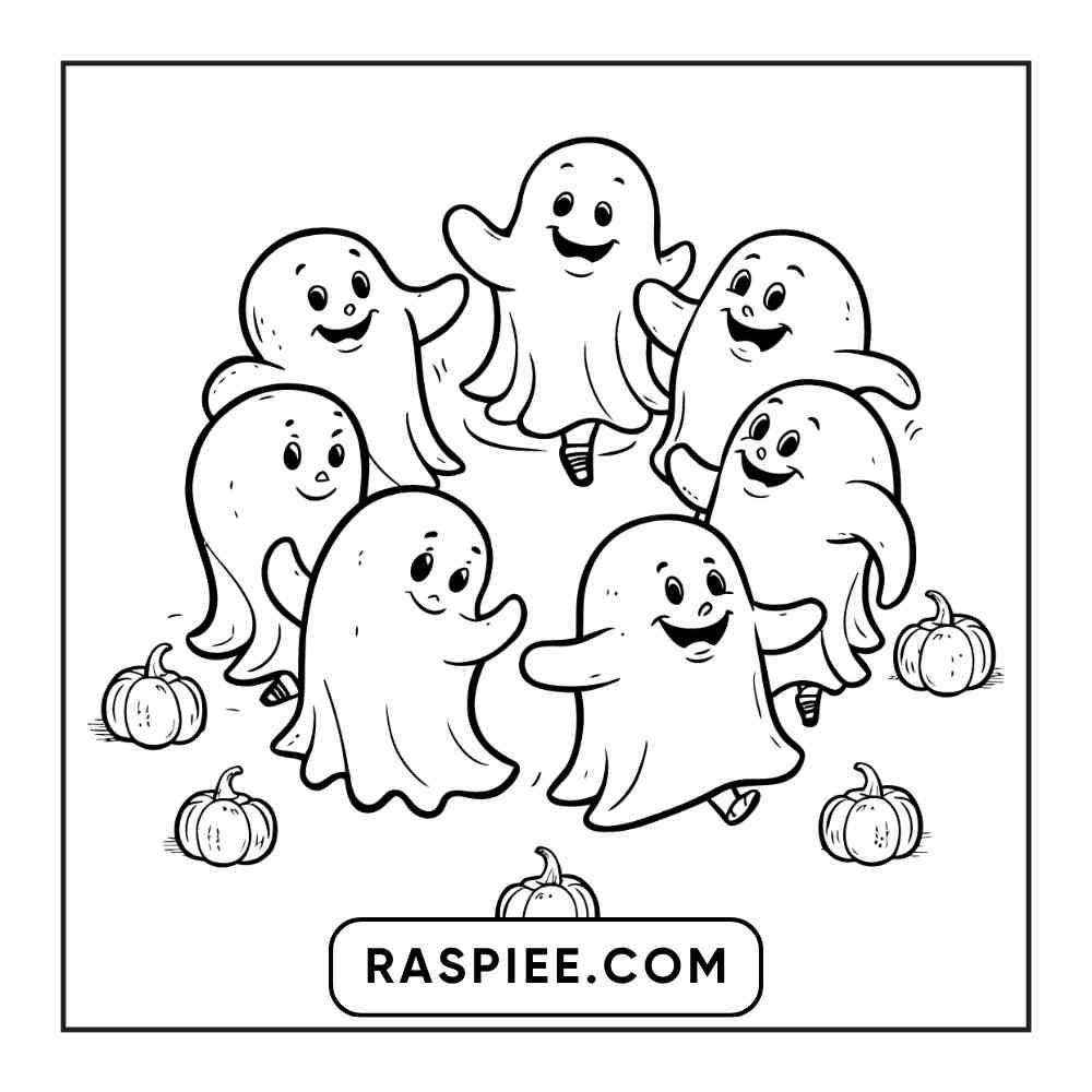 100 Bold and Easy Cute Halloween Coloring Pages Printable PDF Instant Download - RASPIEE