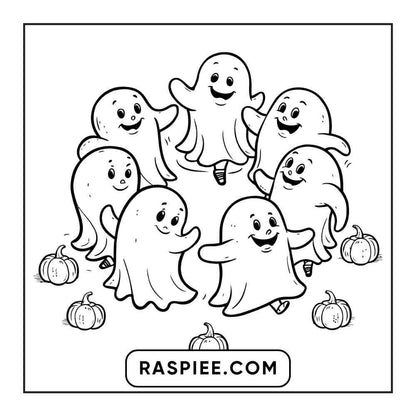 100 Bold and Easy Cute Halloween Coloring Pages Printable PDF Instant Download - RASPIEE