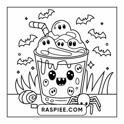 100 Bold Easy Spooky Food & Drinks Coloring Pages Printable PDF Instant Download - RASPIEE