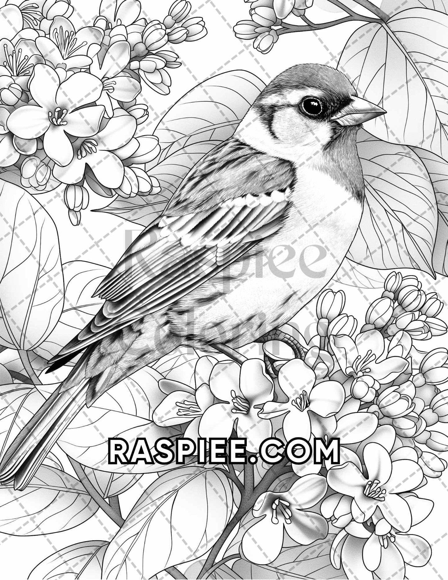 75 Animals in Flowers Grayscale Adult Coloring Pages Printable PDF Instant Download - RASPIEE