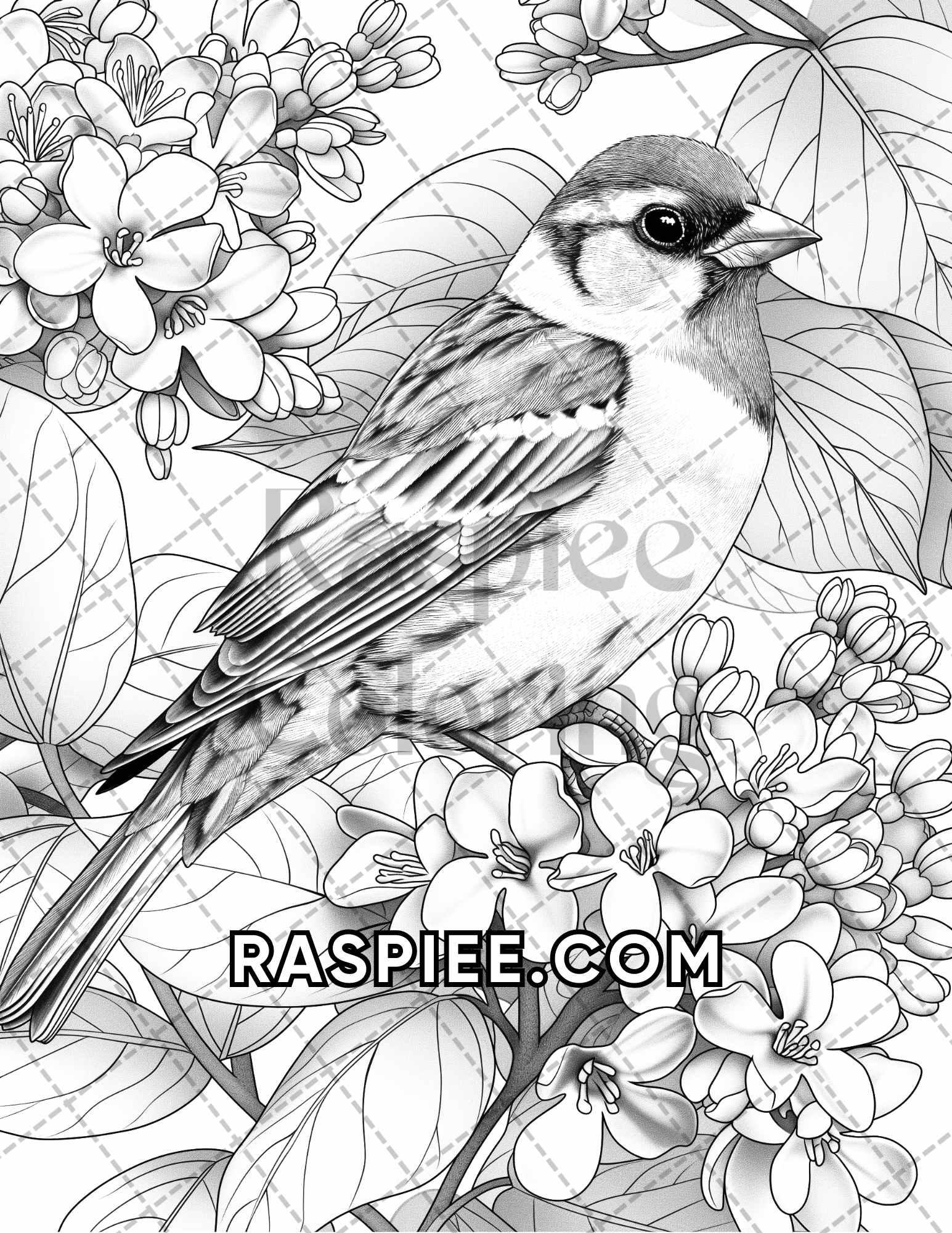 75 Animals in Flowers Grayscale Adult Coloring Pages Printable PDF Instant Download - RASPIEE