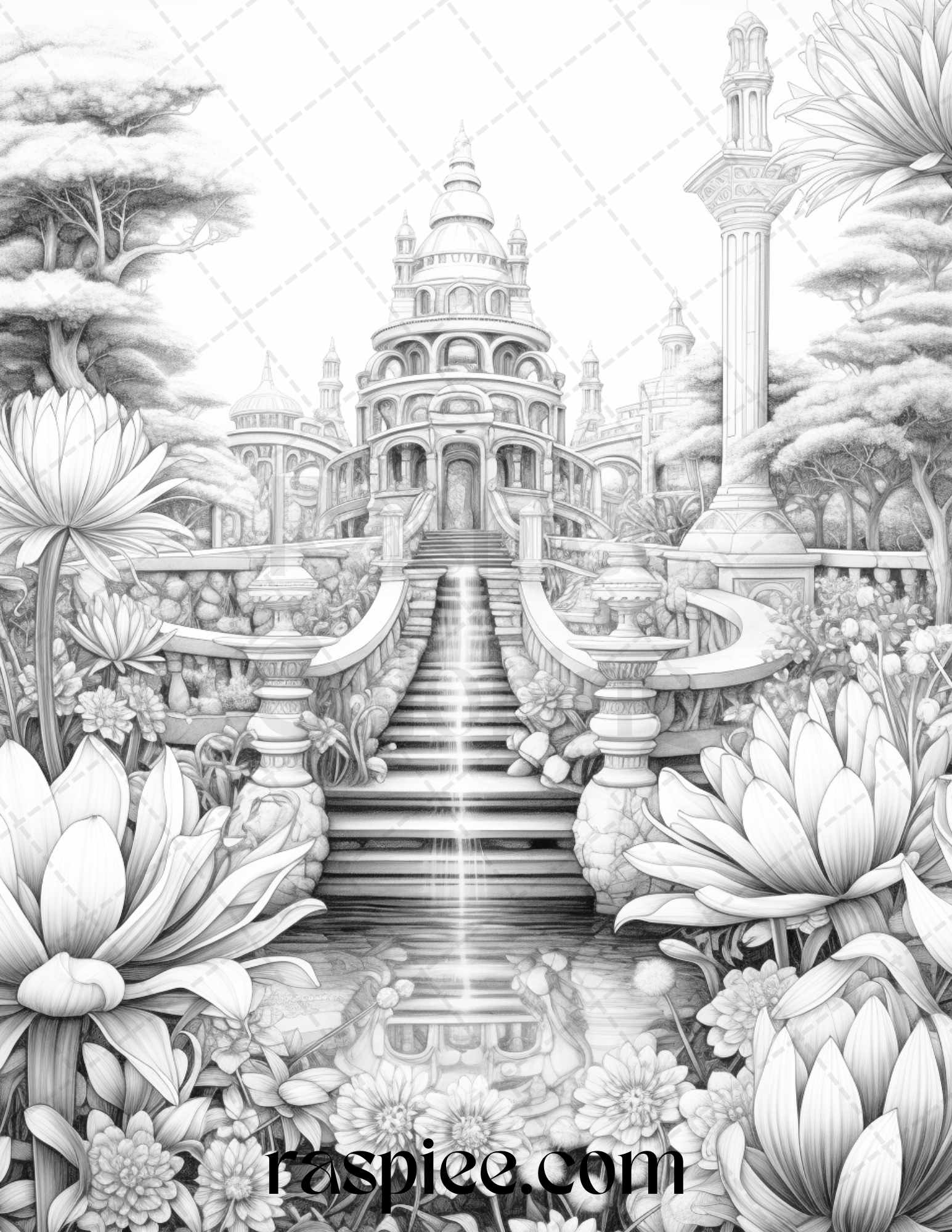 Mystical World Grayscale Coloring Pages, Adult Printable Coloring Pages, Fantasy Designs Coloring Sheets, Instant Download Coloring Art, Relaxing and Mindful Coloring