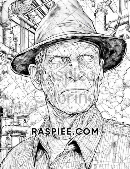 Legends of Horror Halloween Adult Coloring Pages Printable PDF Instant Download