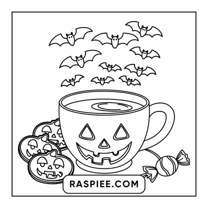 100 Bold Easy Spooky Food & Drinks Coloring Pages Printable PDF Instant Download - RASPIEE