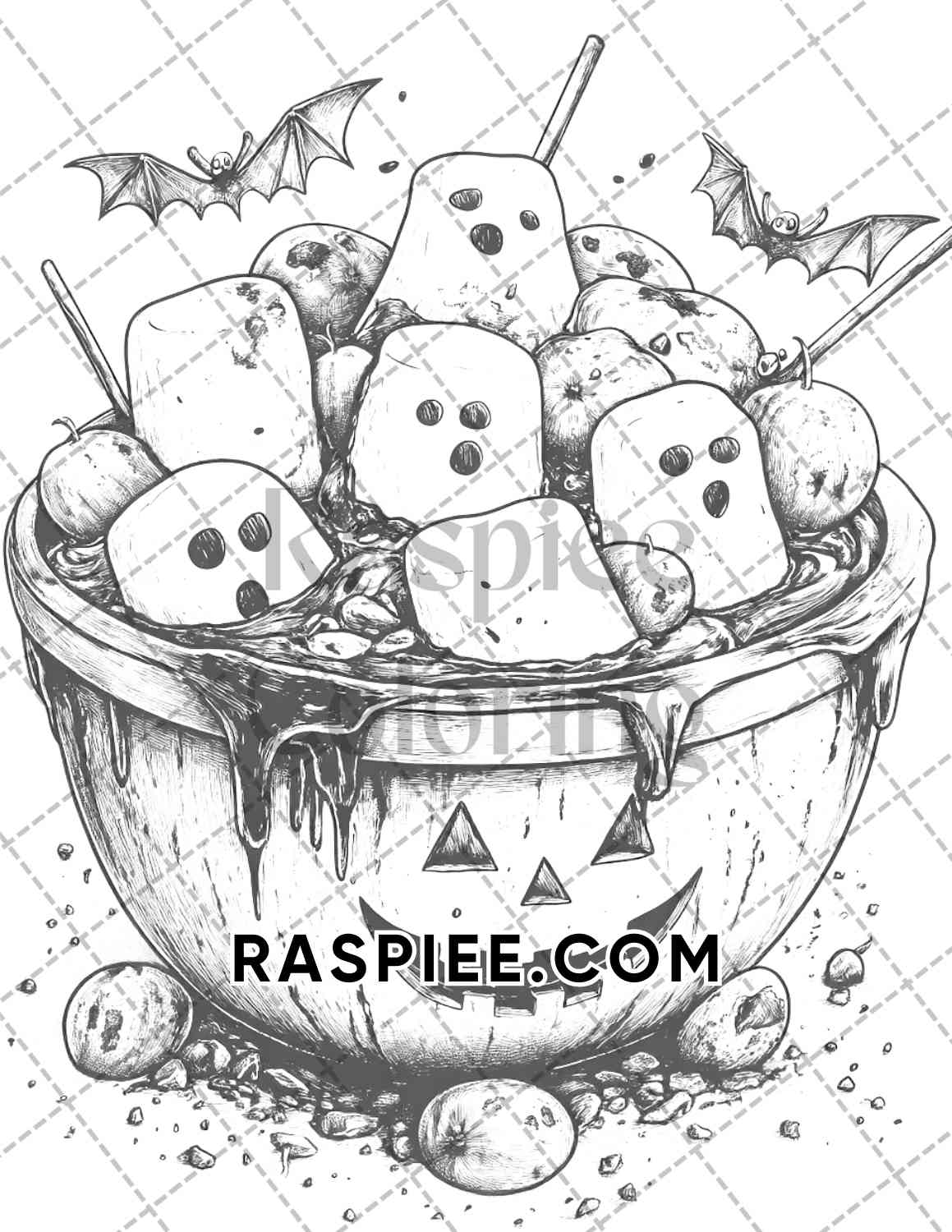 Spooky Desserts Halloween Adult Coloring Pages Printable PDF