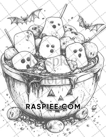 Spooky Desserts Halloween Adult Coloring Pages Printable PDF