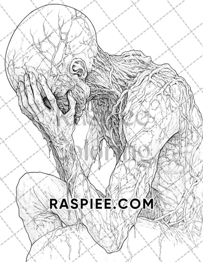 Nightmarish Creatures Halloween Adult Coloring Pages Printable PDF Instant Download