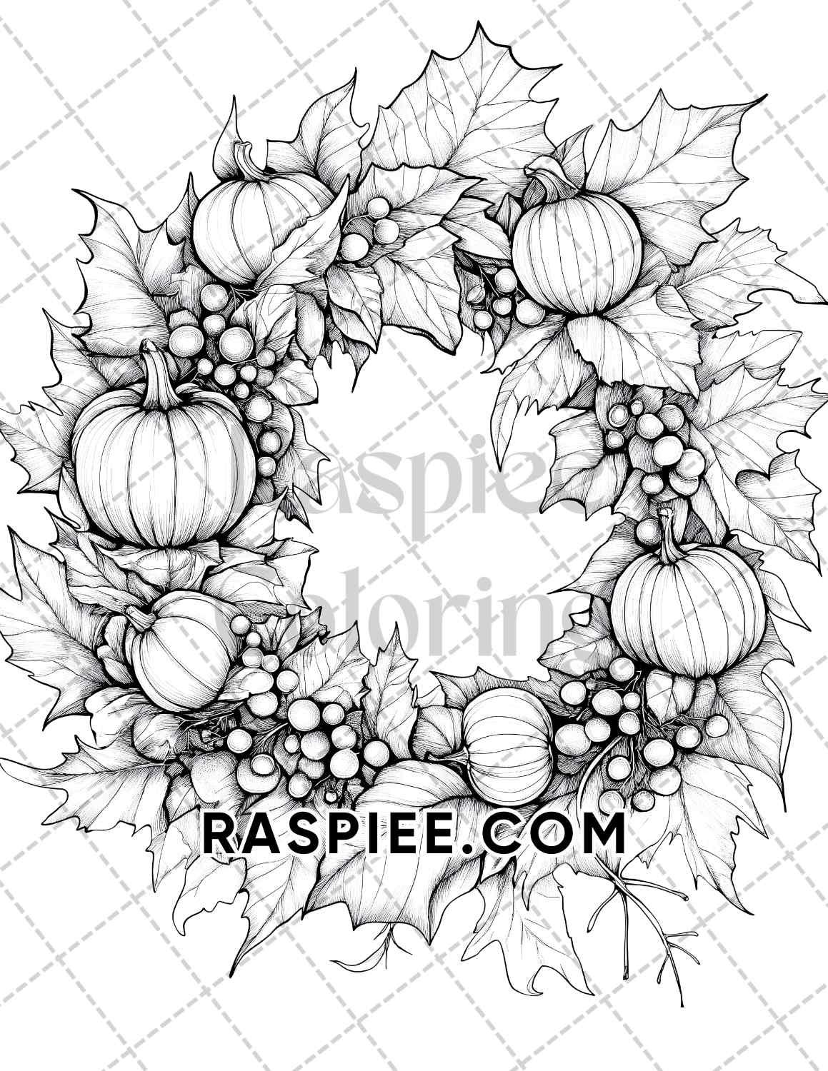 Hello Autumn Adult Coloring Pages Printable PDF Instant Download - RASPIEE