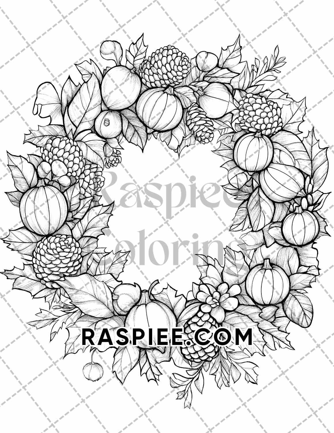 Autumn Charm Adult Coloring Pages Printable PDF Instant Download - RASPIEE