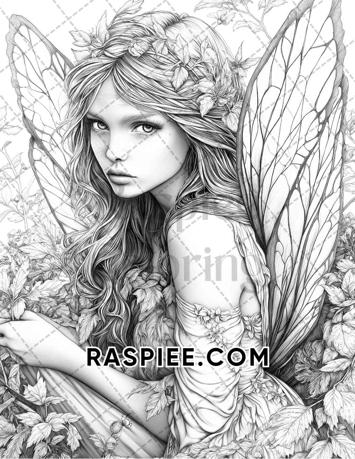 Fairy Beauties Portrait Adult Coloring Pages Printable PDF Instant Download