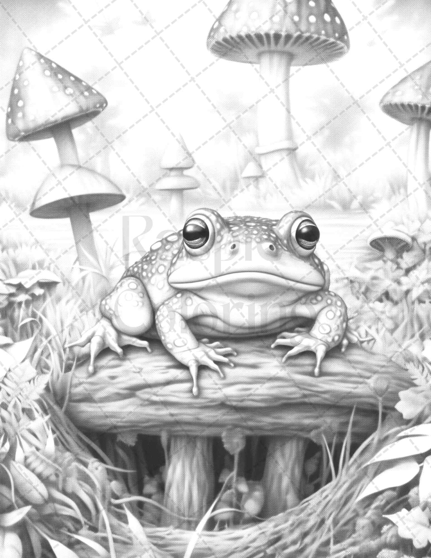 42 Cottagecore Frog Grayscale Coloring Pages Printable for Adults, PDF File Instant Download - raspiee